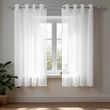 Deconovo White Voile Curtains 2 Panels 54 Inch 55 x 54 Inch Lightweight Sheer