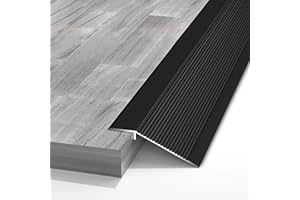MIWOOYY Aluminum Floor Transition Threshold Strip 36 inch by 4 inch, Matte Black Doorway Edge Trim for Tile Laminate Vinyl Flooring, Kitchen Bedroom Bathroom Doors Reducer Gap Cover, 10cm Wide