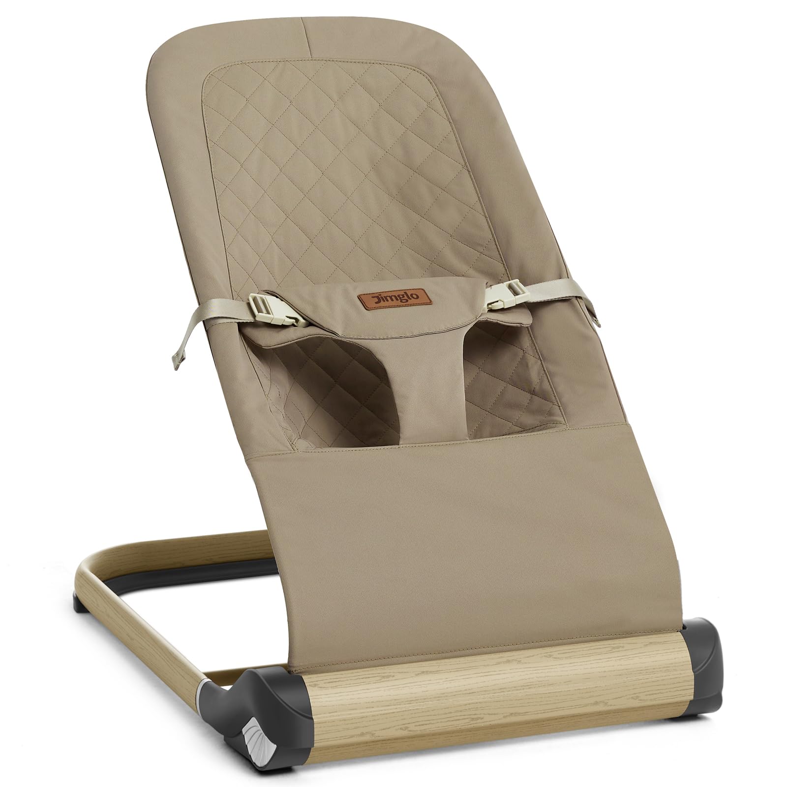 Baby Bouncer, Foldable Infant Bouncer for Babies, Portable Baby Bouncer Seat with Adjustable Height (Polyester, Khaki)