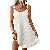 ANRABESS Womens Cover Up 2026 Beach Vacation Tank Dress Eyelet Spaghetti Strap Bathing Suit Summer Swimsuits Mini Sundress