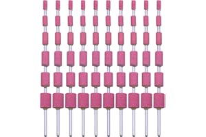 SHITIME 60 Pack Grinding Stone Set 1/8" Shank, Sanding Drill Bit (12/10/8/6/5/4mm Cylinder Shape) for Rotary Tool Flap Wheel for Grinding, Polishing, Deburring Ferrous Metal