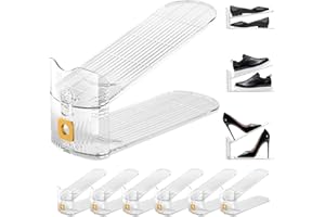Copidrum Clear Shoe Slot Organizers 6Pack Shoe Stacker Organizer for Closet Shoe Rack Space Saver Storage Shoe Holder Organization