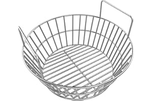 BMMXBI Charcoal Ash Basket for Large Big Green Egg Grill, Pit Boss, Primo Kamado Grill, Louisiana Grills and Large Grill more, Grill Charcoal Basket - Stainless Steel