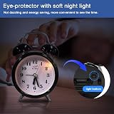 OWill Twin Bell Alarm Clock 4 Inches Loud Battery Operated Retro Bedside view 3