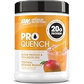 Optimum Nutrition Pro Quench, 10g Clear Protein, 10g Collagen peptides & Electrolyte Powder Drink Mix, Tropical Orange Mango, 20 Servings, 520 Grams (Packaging May Vary)