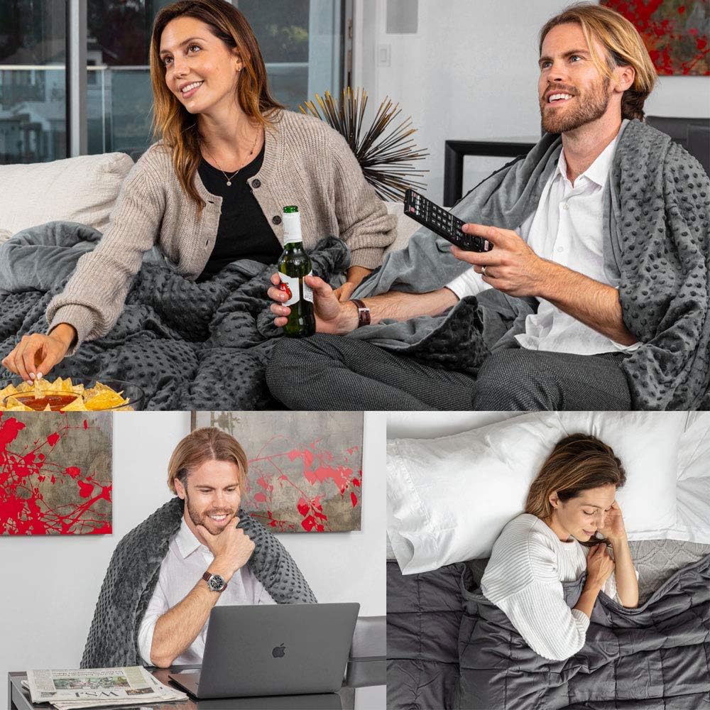 RELAX EDEN Adult Weighted Blanket W/Removable, Washable Duvet Cover| 15 lbs, 60”x 80” Size| Heavy Glass Micro-Beads| Supreme Sleeping Comfort for Adults| Hot & Cold Sleeping| 100% Soft Cotton Build: Home & Kitchen