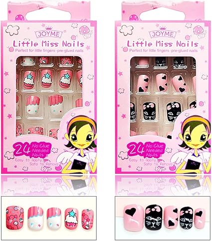 Idee Regalo Per Natale Per Ragazze.Ebanku 48pcs Unghie Finte Per Bambini Cartoni Animati Copertura Completa Idea Regalo Per Natale Per Ragazze Bambini Unghie Finte Cartoon Fantasia Completo Unghie Pre Glue Per Bambini Amazon It Bellezza