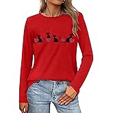 Valentine Shirts for Women Love Heart Long Sleeve Tshirt Red Valentine's Graphic Casual Tops