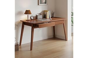 Computer Writing Desk with 2 Drawers, Modern Home Office Soild Wood Legs, Study Table Workstation Vanity for Small Space(80x5