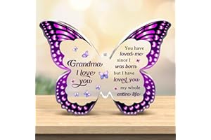 QALLICON Gifts for Grandma, Grandma Christmas Gift Ideas, Christmas Gifts for Grandmother - Butterfly Acrylic Decorations - Birthday Valentines Mothers Day Prensent for Grandmother from Grandkids