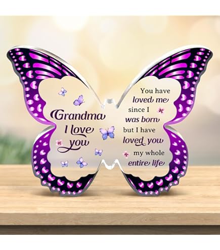 Personalized Wooden Plaque For Grandma - 5x5 Inch Rustic Sign With Stand, Meaningful Gift From Grandkids