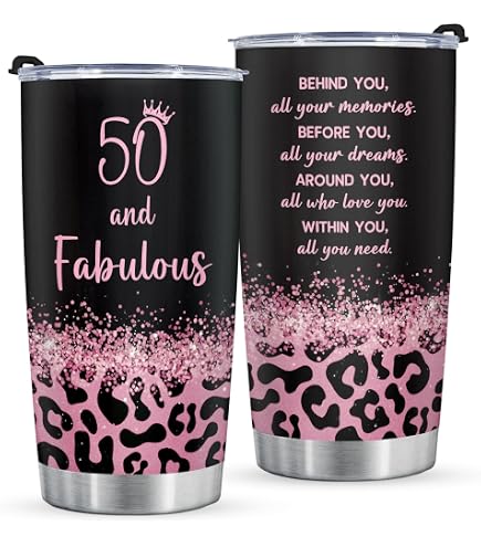 50th Birthday Tumbler For Women – 40oz Stainless Steel Gift With Lid & Straw