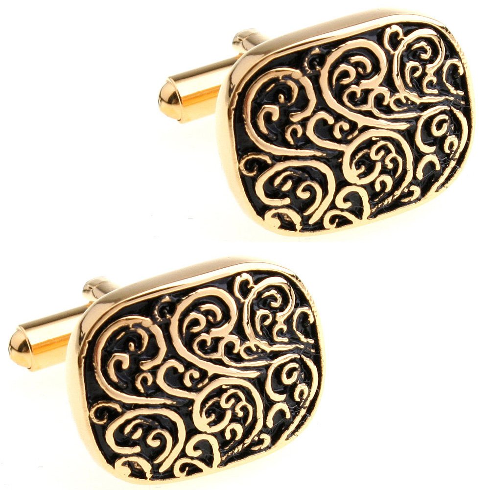 CIFIDET Cuff Links Fashion Mens Gold Flower Enamel Shirt Cufflinks with Gift Box