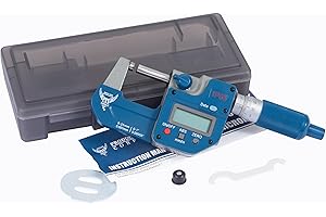 PEC Tools IP65 Absolute Origin Digital Micrometer 0-1"/25mm, Oil & Splashproof, High Accuracy Measuring Tool with LCD Display, Carbide Measuring Faces, Spindle Lock, with Inch/Metric Conversion