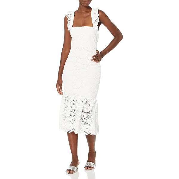 3D Flower Strap Day Dress Laundry By Shelli Segal Women's Floral Lace Dress  - White, Size 12, 3D Adjustable Flower Straps Size 12 Lace Dress