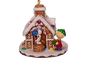Peanuts Kurt Adler Battery-Operated LED Gingerbread House Table Piece