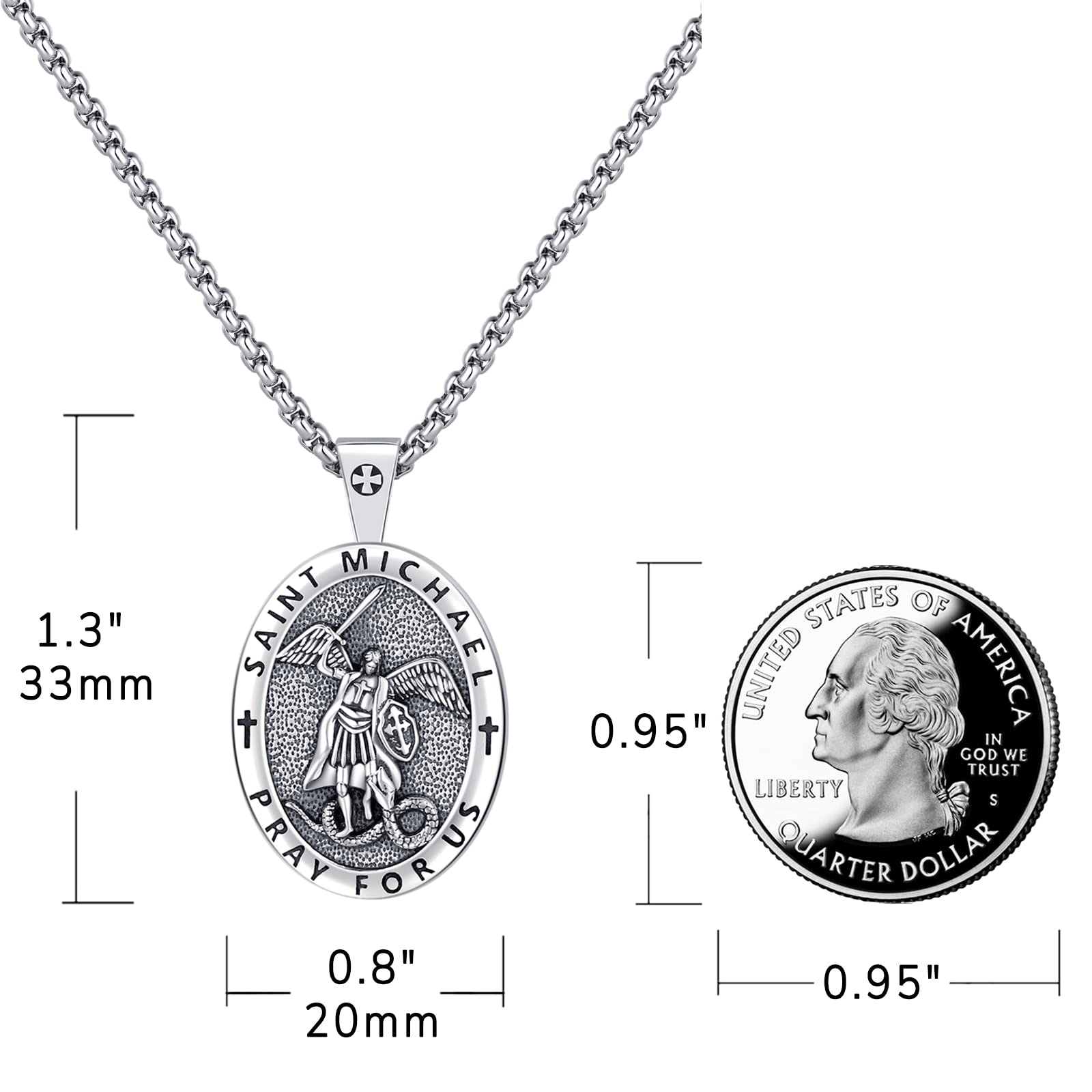 Collana Uomo/Donna Con Medaglioni Santi In Argento 925 | San Michele, Cristoforo, Benedetto, Giuda, Giuseppe, Antonio, Crocifisso, Vergine