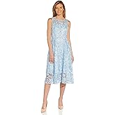Adrianna Papell Womens Embroidered Tea Length Dress