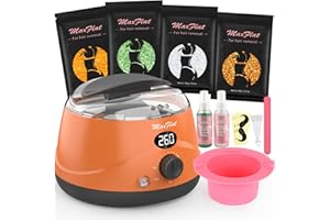 MaxFlat Waxing Kit for Women and Men, Digital Wax Pot Hard Wax Kit with Upgrade Brazilian Wax for Full Body Armpit Leg Bikini Waxing (Orange)