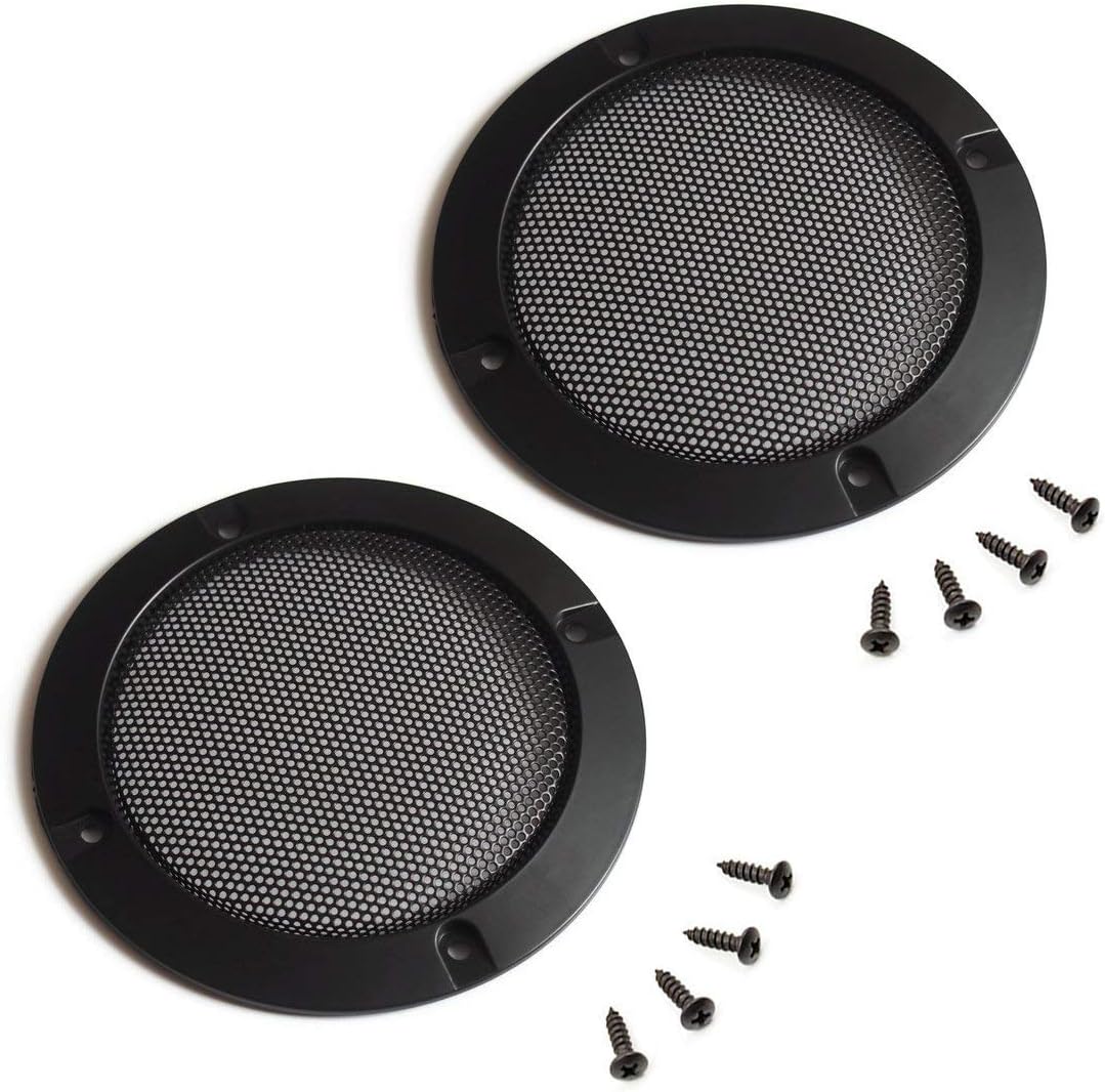 2 pcs Speaker Cover Case with 8 pcs Screws for 116 mm 4 inch Outer Diameter Speaker Mounting