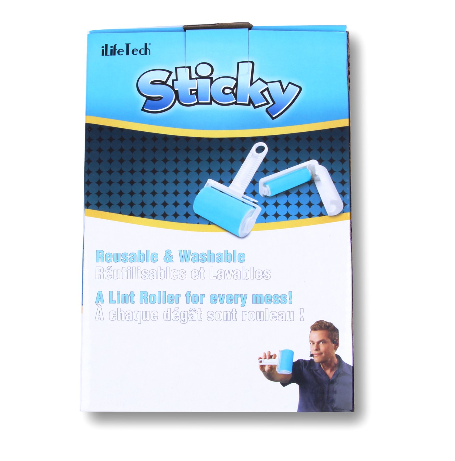 Reusable Sticky Picker Set Cleaner Lint Roller Pet Hair Remover Brush, Blue