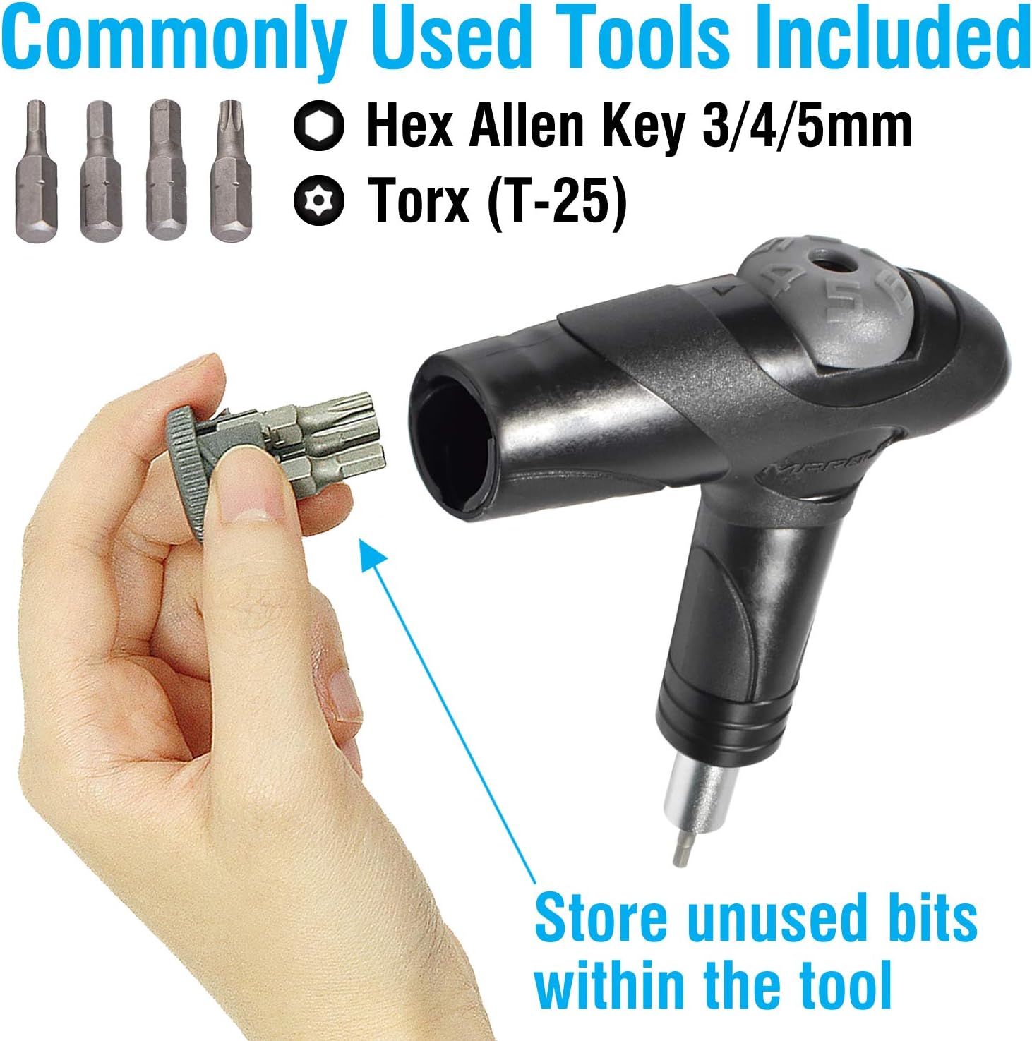 MARQUE Adjustable Torque Allen Key Wrench Tool – 4, 5, 6 Nm Portable Mini Bicycle Multitool Kit Set, includes 3, 4, 5 mm Hex, T 25 Tool Bits – Repair and Maintain Your Road and MTB - Cyclist Gift: Home Improvement