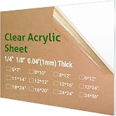 1 Pieces 24 x 36 Clear Acrylic Sheet Plexiglass - 1/4" (6mm) Thick | Plastic Sheets for Craft, Use for Craft Projects, Signs, DIY Projects and More; Cut with Saw or Hand Tools, No Laser Cut