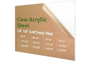 CHENYAOAI 1 Pieces 24 x 36” Clear Acrylic Sheet Plexiglass - 1/4” (6mm) Thick, Use for Craft Projects, Signs, DIY Projects and More; Cut with Saw or Hand Tools, No Laser Cut
