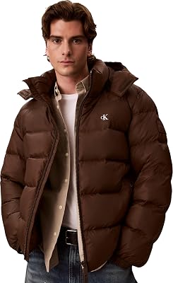Ls Ls Nylon Zip Off Hood Down Puffe Lv04rg515g Giacche (confezione da 1), MARRONE (Sughero Marrone), L