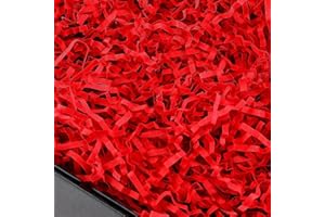 PLINJOY 4 OZ Crinkle Cut Paper Shred Filler for Gift Basket Shredded Confetti Paper Box Stuffing Easter Basket Grass (Red)