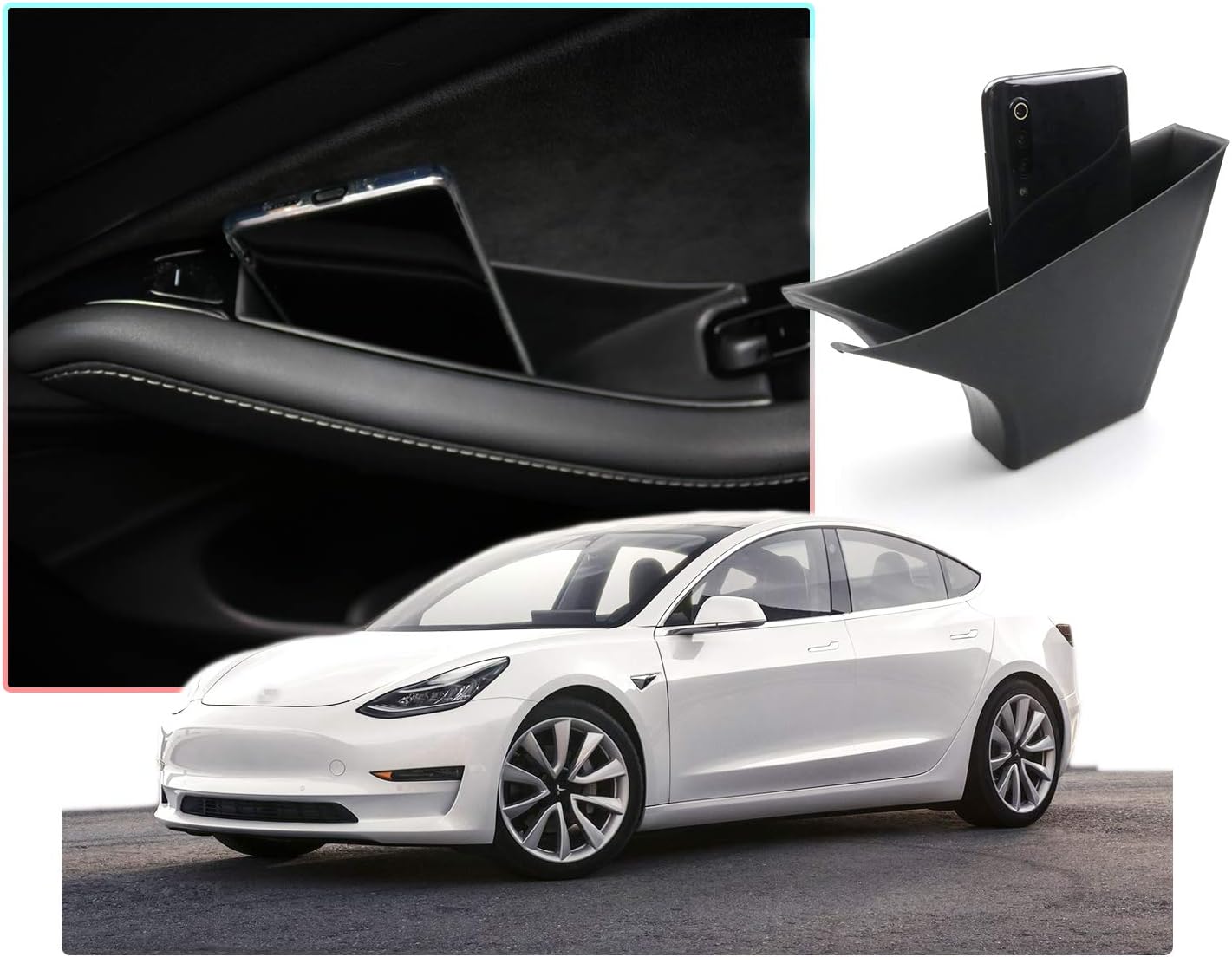 2 Pezzi Front CDEFG per Model 3 Auto Porta Maniglia Scatola di Immagazzinaggio Vassoio Portaoggetti Organizer accessori