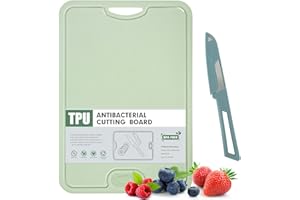 Gintan TPU Cutting Board, BPA-Free, With Knife and JuiceGroove,Scratch Resistant Flexible Cutting Boards for Kitchen, Dishwasher Safe, Easy-Grip Handle, Non-Slip