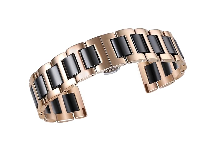 Autulet 12mm-22mm Damen Edelstahl Uhrenarmband  Schwarz