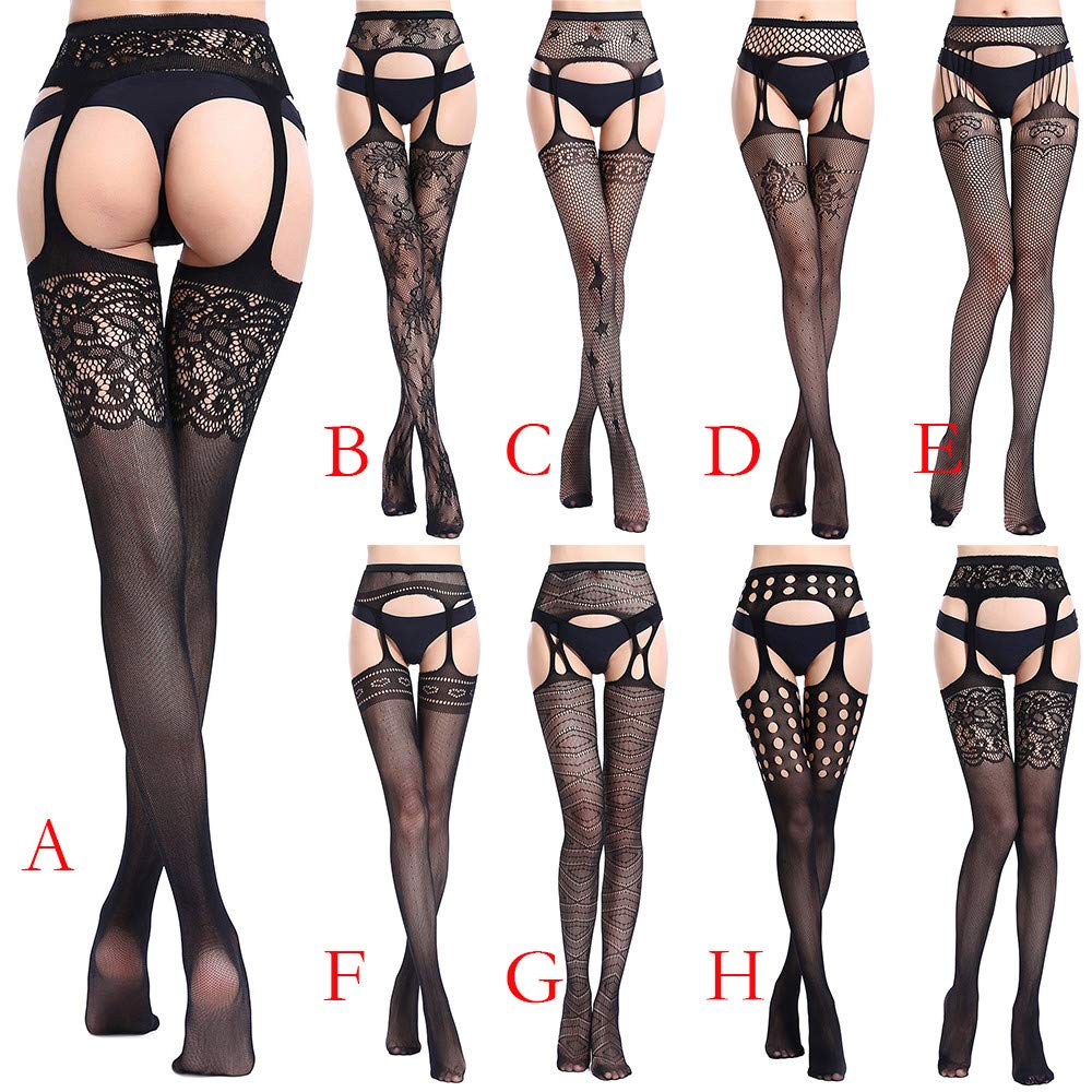 foreverH Women\'s Pantyhose Sexy Lace Belt Thigh Stocking Fishnet Stretchy High Stockings Club Lingerie Underwear