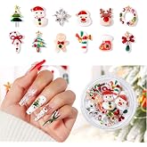 modelones Gel Nail Polish Nail Charms 12Pcs Christmas 3D Nail Gems Templates Christmas Tree Santa Claus Reindeer Snowman Snowflakes Gingerbread Man Nail Rhinestones for Winter Holiday DIY Nail Art