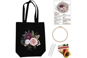 Embroidery Starter Kits Canvas Handbag Set Bag Kits with Flower Pattern Bag Embroidery Kits Flower Pattern Handbag Embroidery