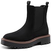 DREAM PAIRS Women's Chelsea Ankle Boots Square Toe Fashion Low Heel Lug Sole Platform Fall Booties Shoes
