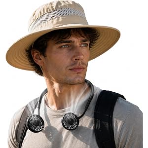 KACLUT Sun Hats for Men, Fishing Hats for Man, Wide Brim Bucket | A Fan, UPF Protection, Breathable, Quick-Dry, Soft Sweatban