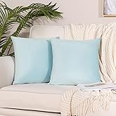 Stellhome Soft Velvet Throw Pillow Covers Square Decorative Cushion Covers for Bed Couch Sofa Bench, 16 x 16 inch (40 x 40 cm), Powder Blue, Pack of 2