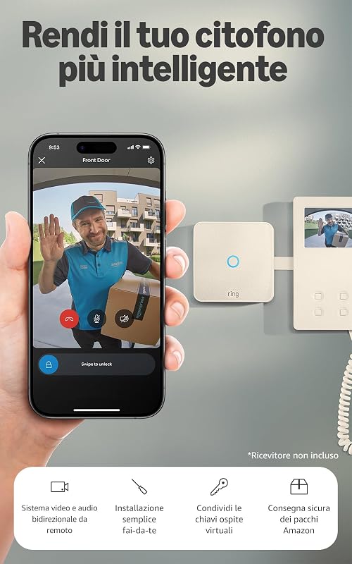 Intercom Video (ultimo modello) | Rendi il tuo citofono più intelligente | Video in streaming, chiavi virtuali e accesso remoto | Configurazione fai-da-te