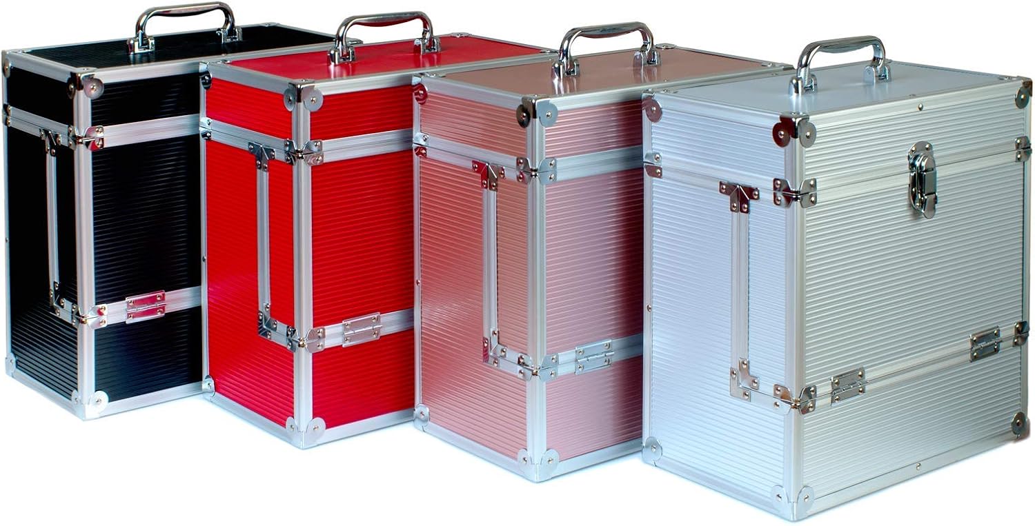 Retro Musique 12 Inch Vinyl Record Storage Case Aluminium with Flip Front Flap for Better Access to Your Vinyl Records Holds Up to 40 Vinyl Records - Image 4