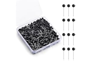 Pnytty 600pcs Sewing Pins Straight Pin for Fabric, 0.63in Quilting Pins, Small Straight Sewing Pins with Colored 4mm Ball Head for Decorating, Dressmaking and Sewing Project(Black)