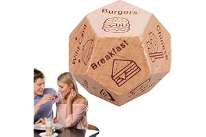 ENYOLIDIMK 1Pc Date Night Dice for Couples Wooden Food Dice, What to Watch Decision for Movie Dice, for Him Her Unique Wedding Gifts 12-Sided Design Stocking Stuffers for Christmas, Anniversary, Valentine's Day