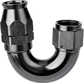 EVIL ENERGY 6AN 180 Degree PTFE One Piece Full Flow End Hose Fitting Aluminum Black