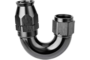 EVIL ENERGY 8AN 180 Degree PTFE One Piece Full Flow End Hose Fitting Aluminum Black