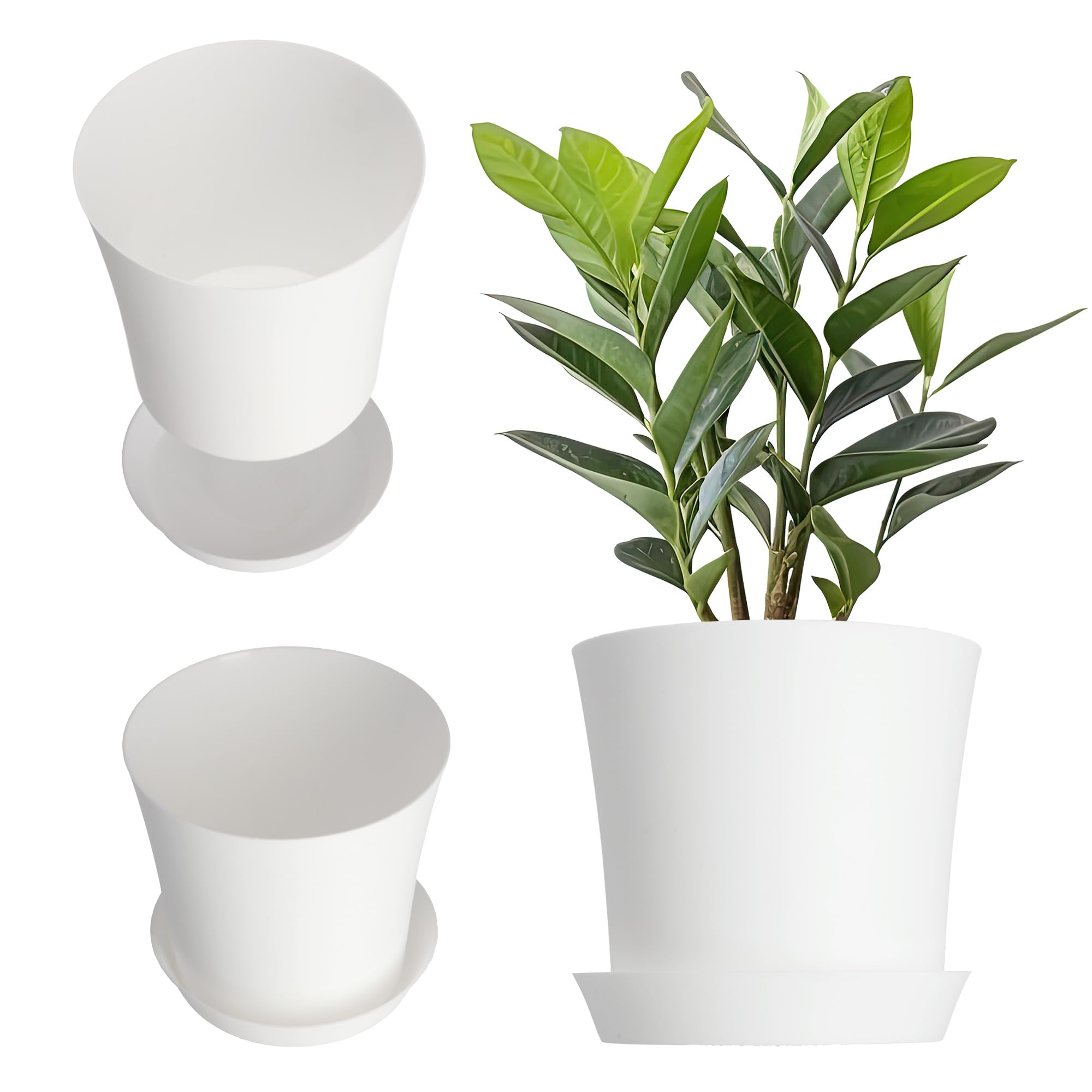 KADAX Plastic Flower Pot, 9 Colours, Plant Protection, Plant Pot for Balcony, Patio, Pot for Violet Plants, Flower Vase, Protection, Flower Protection (Diameter 11 cm, White)