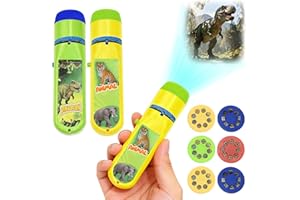 2Pcs Dinosaur Projector Projection Lighting with Animal,6 Discs and 48 Images Projector Toys Educational Science Set Wall Cei