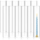 Showgeous 12 PCS Hurricane Candle Holder, D:3" H:16" Open Ended Glass Candle Cylinder Sleeve, Clear Glass Cylinder Candle Holder, Open Flame Candle Chimney Tube Cover, Bottomless Cylindrical Glass