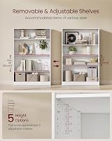 VASAGLE 4 Tier Bookcase with Adjustable Shelves 80 x 24 x 121 cm White LBC108T14 view 3