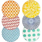 Cerkik Ceramic Dessert Plates Set - Mini 6 Inch Appetizer Plates for Kitchen - Small Salad Plates for Cake Snacks, Side Dishes - Microwave Dishwasher Safe - Wedding Housewarming Gift - Assorted Colors